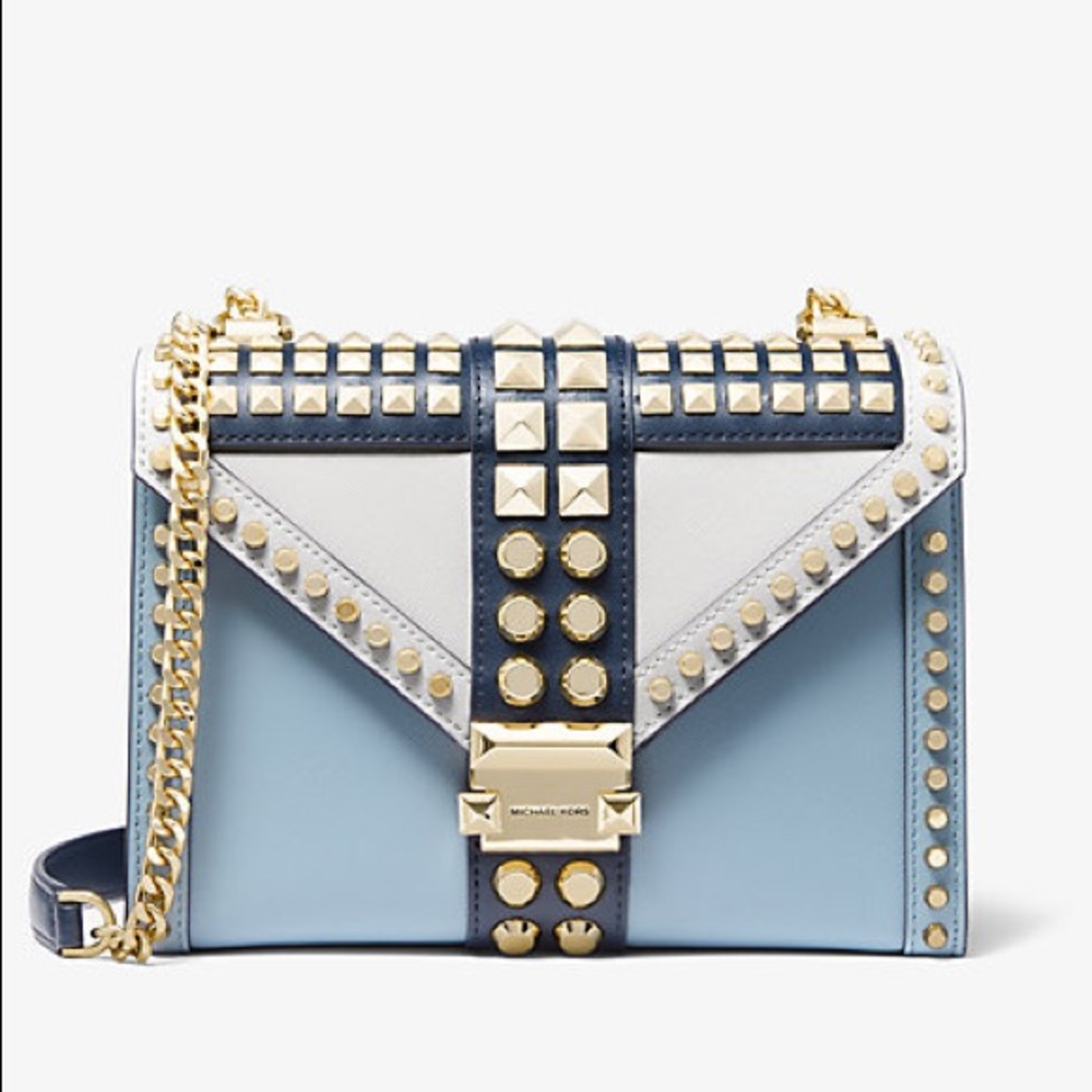 Whitney Large Studded Saffiano Leather